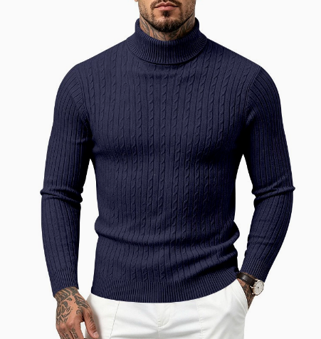Klassischer Zopfstrick Rollkragenpullover