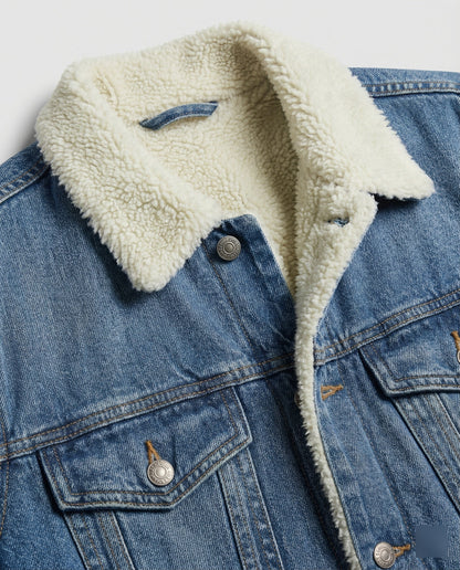 Klassische gefütterte Jeansjacke für Herren, Seitenansicht