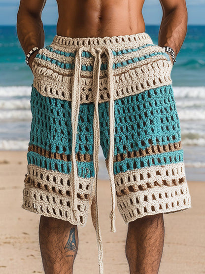 Herren Shorts In Häkeloptik Mit Kordelzug