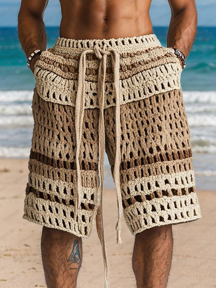 Herren Shorts In Häkeloptik Mit Kordelzug