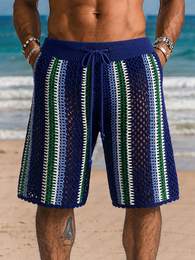 Herren Shorts In Häkeloptik Mit Kordelzug