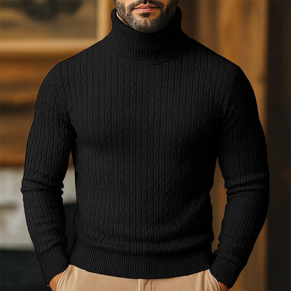 Klassischer Zopfstrick Rollkragenpullover