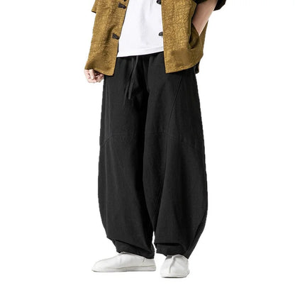 Herren Baumwolle Weite Bein Locker Sitz Hose