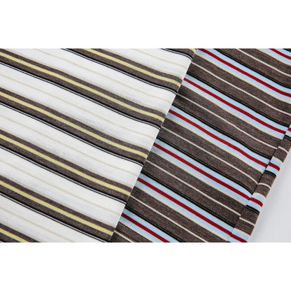 Lässiges gestreiftes Strick-T-Shirt in Braun und Gold