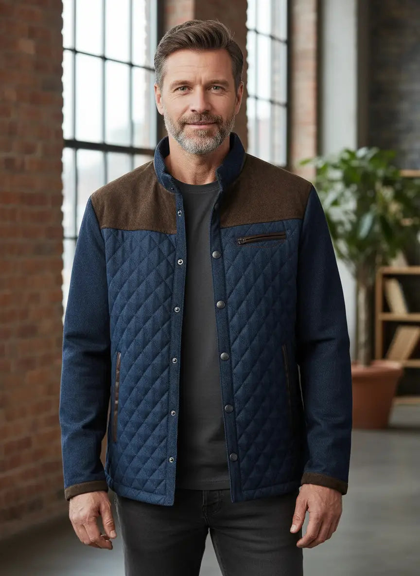 Seitliche Ansicht der leichten Herren-Steppjacke