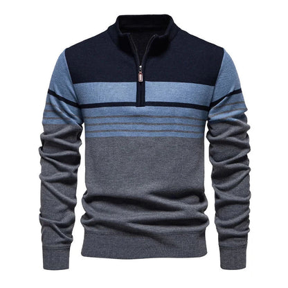 Herren Strickpullover mit Viertel-Reißverschluss und Stehkragen