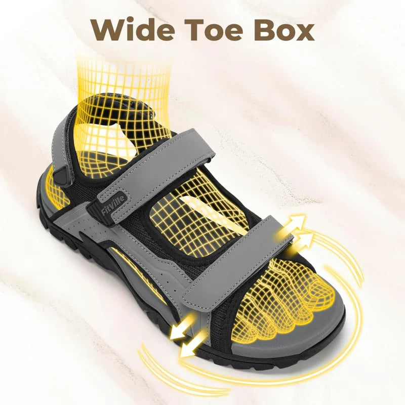 Herren breit geschnittene Zehenbox sportliche Walking-Sandalen