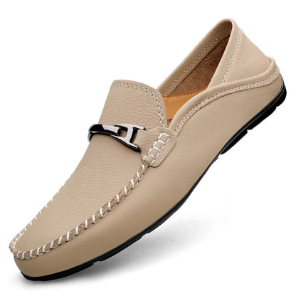 Lederloafer mit weichem, strukturiertem Design