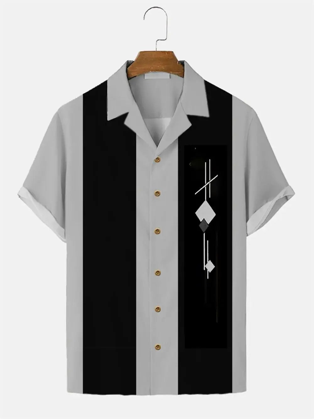 Tom Hollinger | Kurzarmhemd mit Retro-Streifen und modernem Print