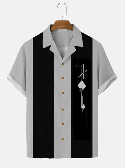 Tom Hollinger | Kurzarmhemd mit Retro-Streifen und modernem Print