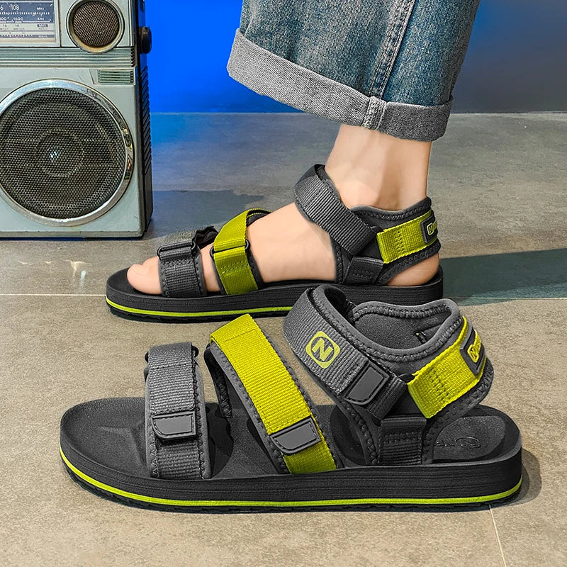 Herren Flache Gladiator Sandalen Verstellbar Atmungsaktiv Leicht