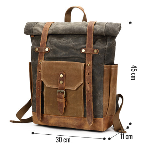 Tom Hollinger |  Wasserdichter Canvas Rucksack mit Rollverschluss im Vintage-Stil