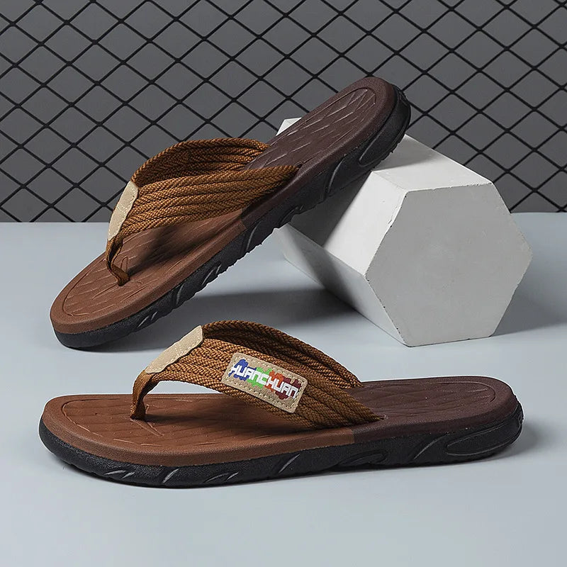 Herren Geflochtene Riemen Outdoor Flip-Flops Rutschfeste EVA-Sohle