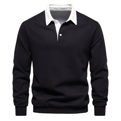 Herren Langarm-Poloshirt aus weichem, atmungsaktivem Stoff