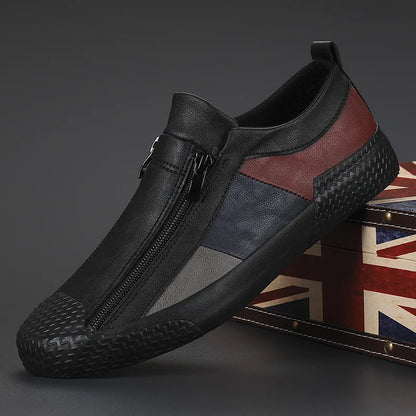 Herren Leder Sneaker Im Colourblock Design
