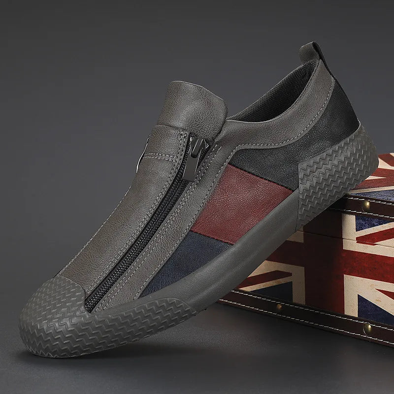 Detailansicht der Herren Leder Sneaker mit Colourblock-Elementen