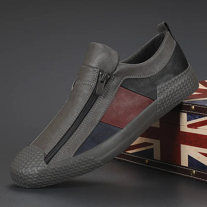 Herren Leder Sneaker Im Colourblock Design