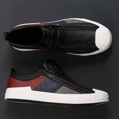 Herren Freizeitsneaker aus Leder in urbanem Colourblock-Stil