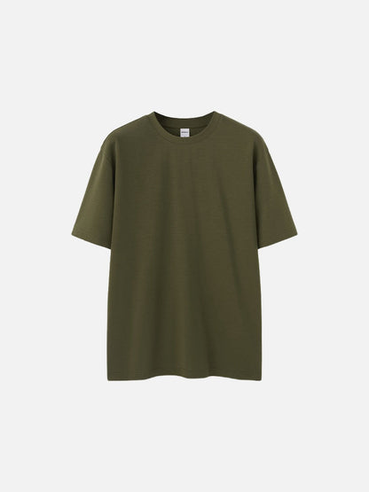 Damen Oversize T-Shirt mit Rundhalsausschnitt aus Baumwolle seitlich gezeigt