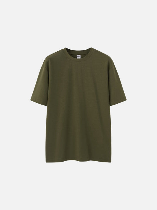 Damen Oversize T-Shirt mit Rundhalsausschnitt aus Baumwolle seitlich gezeigt