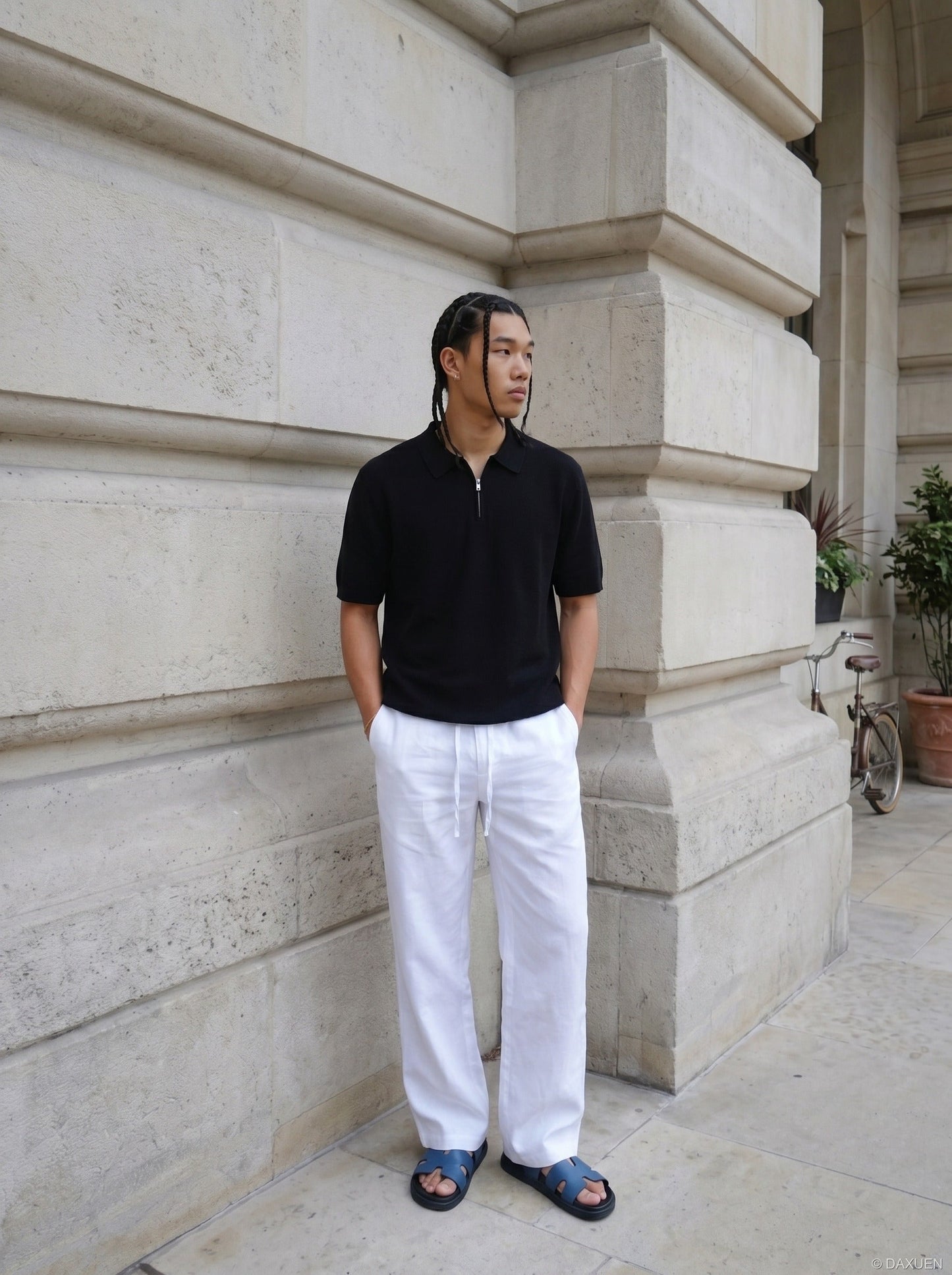 Herren Strick Polohemd kombiniert im smart-casual Look