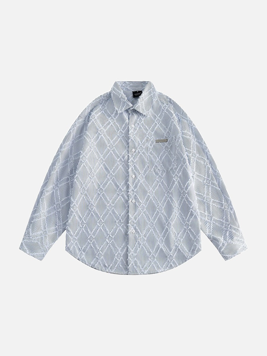 Herren Oversize-Hemd mit Strukturmuster in Blau-Weiss, Vorderansicht