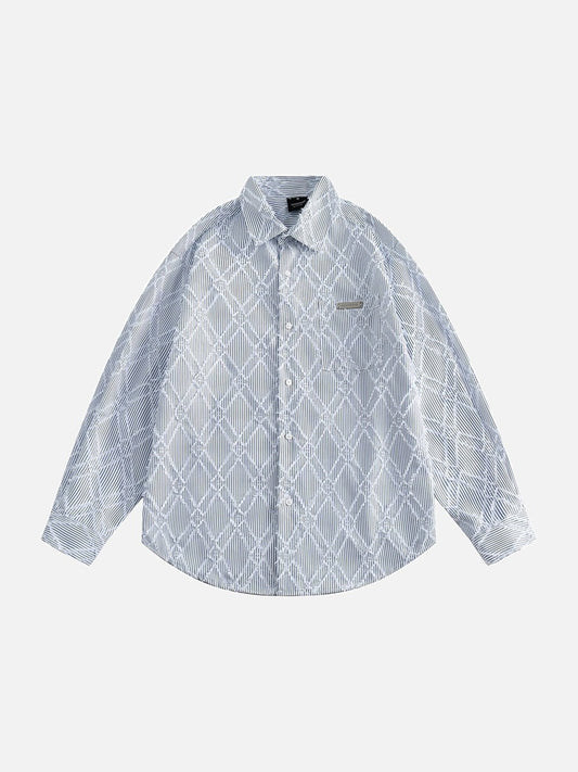 Herren Oversize-Hemd mit Strukturmuster in Blau-Weiss, Vorderansicht