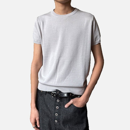 Damen T-Shirt gerippt mit Rundhalsausschnitt und kurzen Ärmeln
