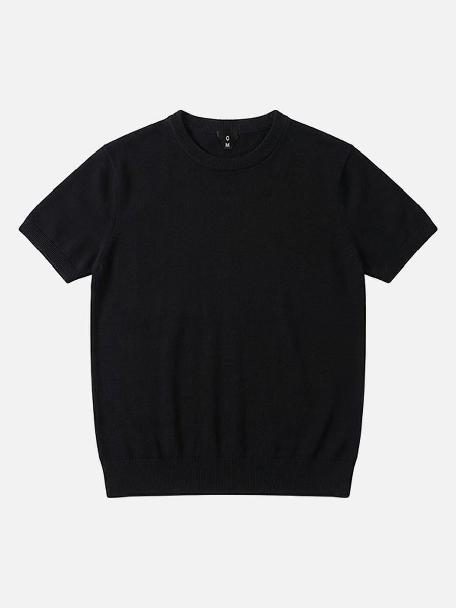Damen T-Shirt gerippt mit kurzen Ärmeln in minimalistischer Ansicht vorn