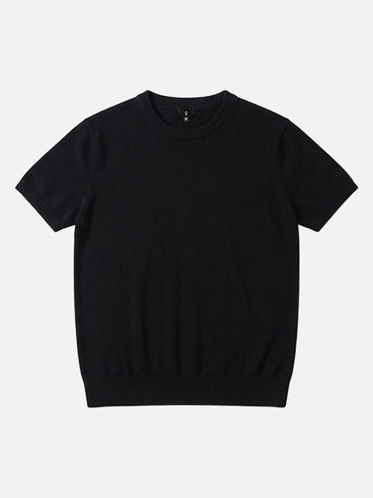 Damen T-Shirt gerippt mit kurzen Ärmeln in minimalistischer Ansicht vorn