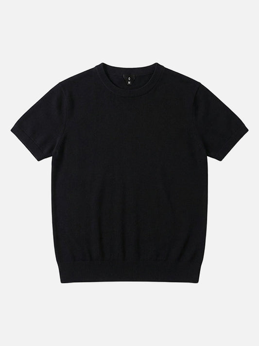 Damen T-Shirt gerippt mit kurzen Ärmeln in minimalistischer Ansicht vorn