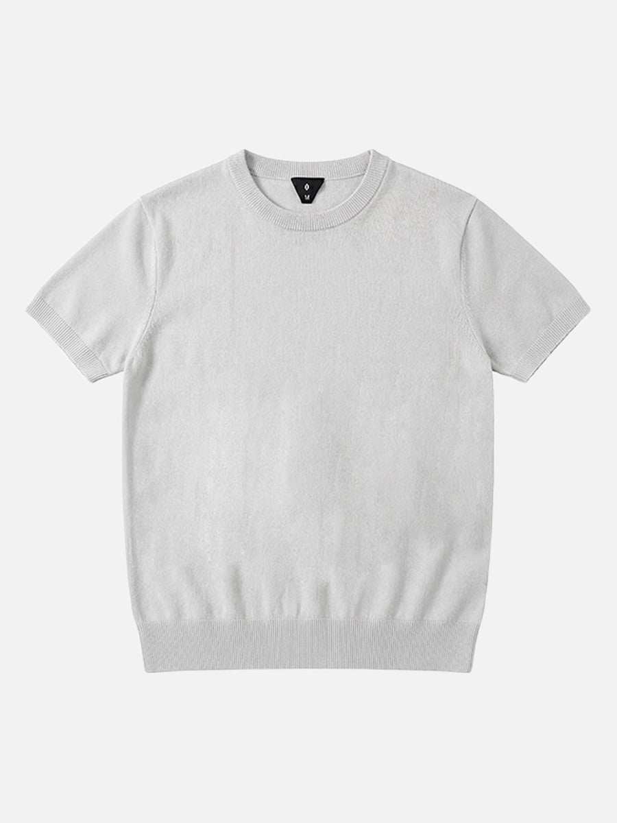 Damen T-Shirt mit Rippenstruktur und kurzen Ärmeln aus seitlicher Perspektive