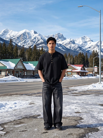 Herren Kurzarmhemd in Relaxed Fit im getragenen Look