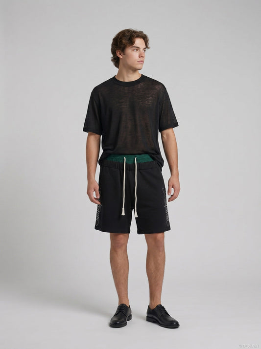 Leichtes schwarzes Damen-T-Shirt mit halbtransparentem Finish