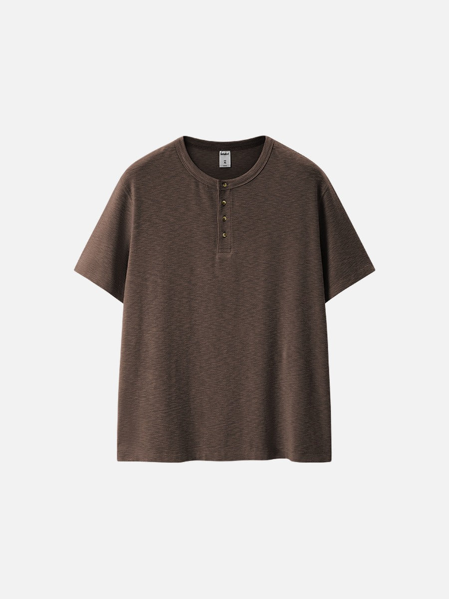 Herren Henley T-Shirt Aus Strukturstrick Mit Lockerer Passform