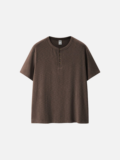 Herren Henley T-Shirt Aus Strukturstrick Mit Lockerer Passform