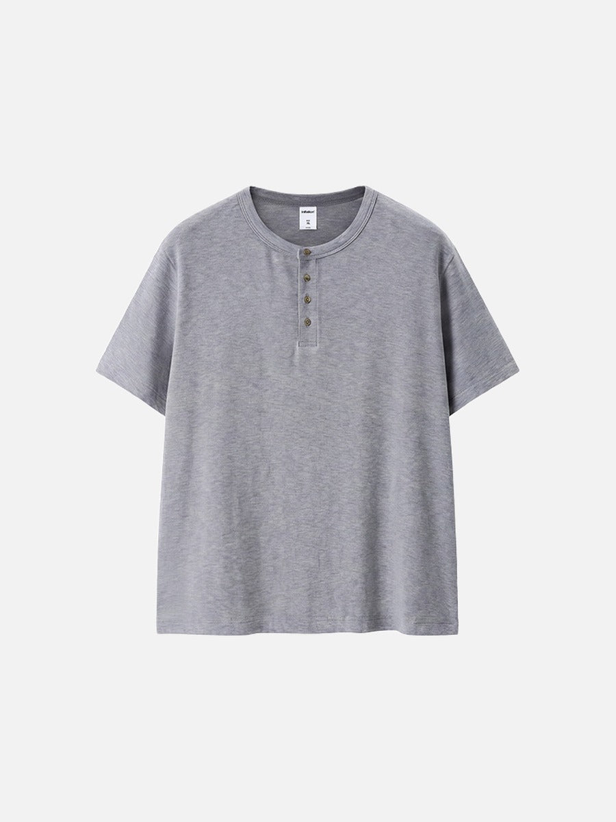 Herren Henley T-Shirt Aus Strukturstrick Mit Lockerer Passform