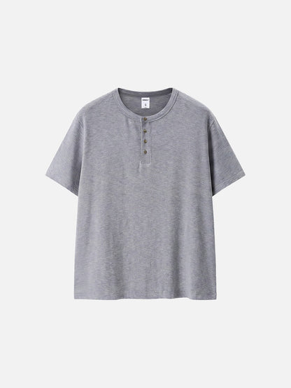 Herren Henley T-Shirt Aus Strukturstrick Mit Lockerer Passform