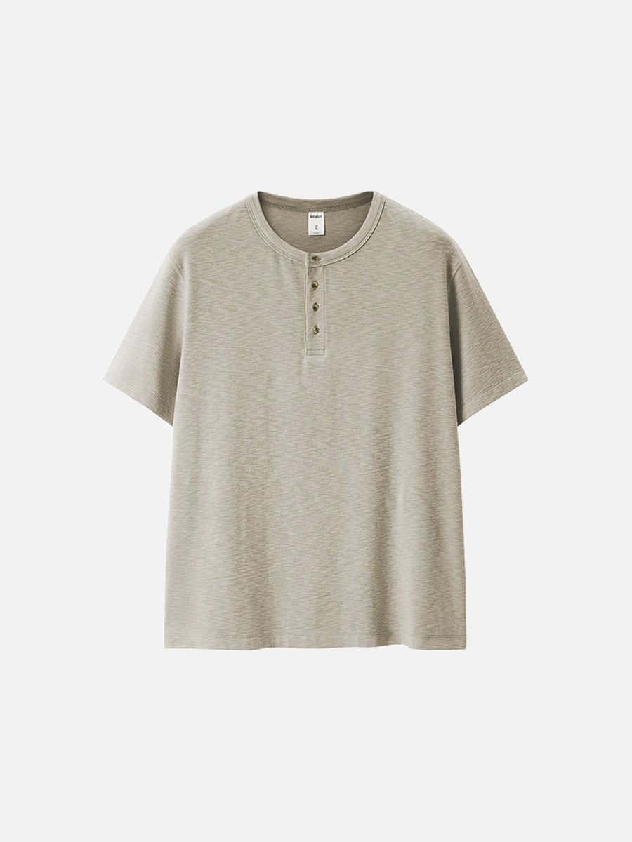 Herren Henley T-Shirt Aus Strukturstrick Mit Lockerer Passform
