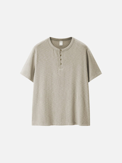 Herren Henley T-Shirt Aus Strukturstrick Mit Lockerer Passform