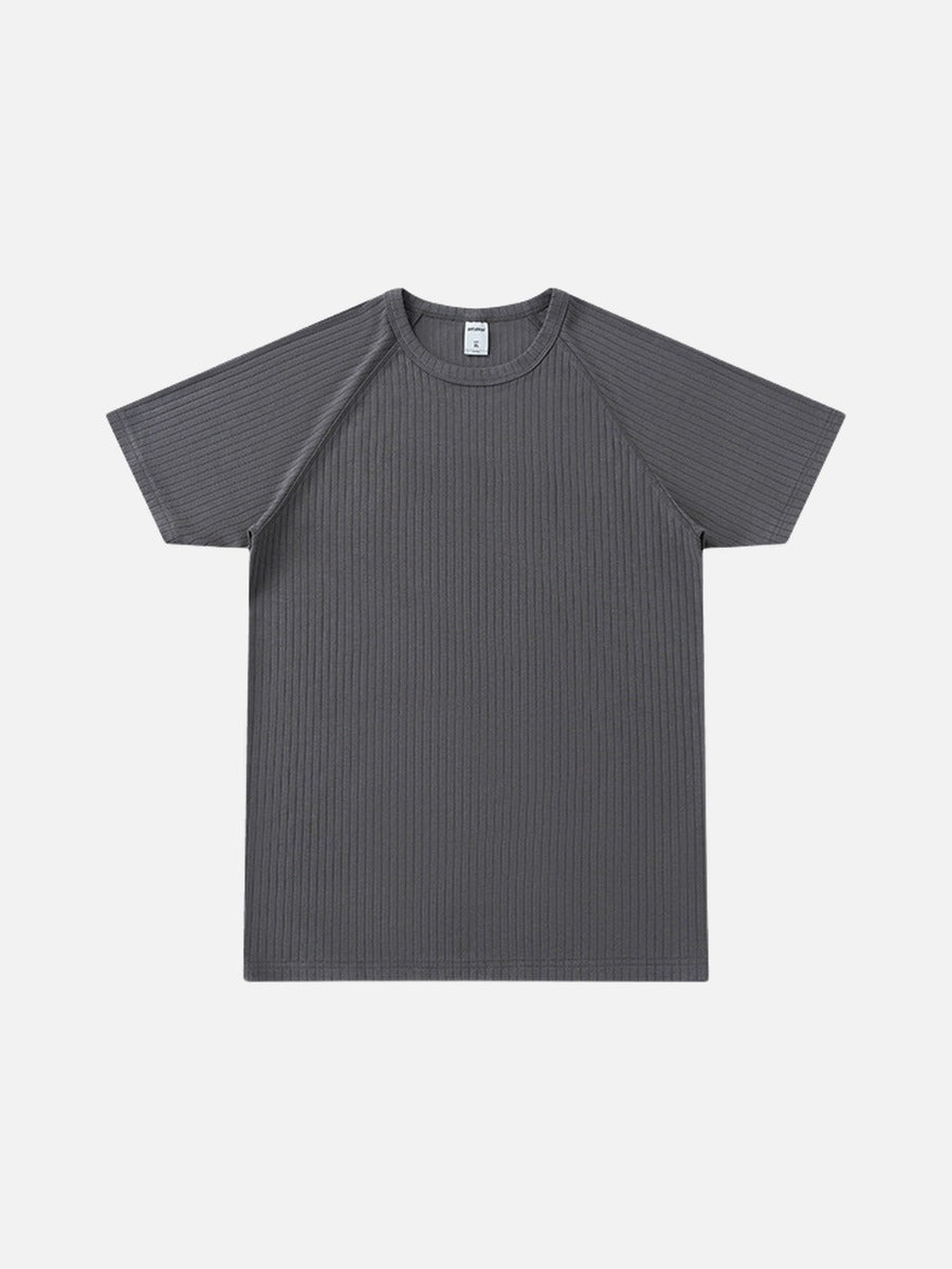 Herren Strick T Shirt Mit Rippenstruktur Weiss