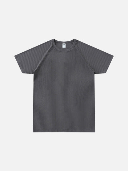 Herren Strick T Shirt Mit Rippenstruktur Weiss
