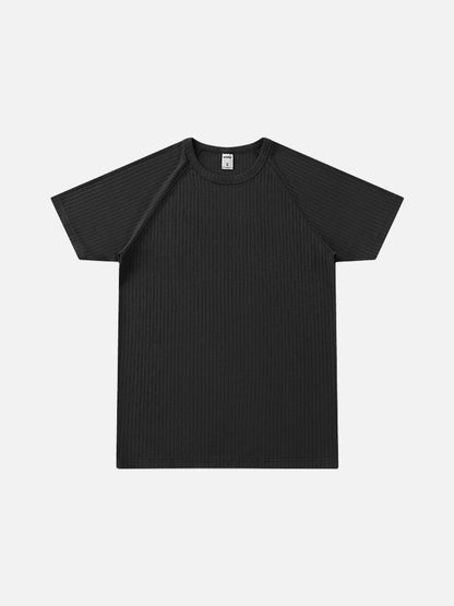 Herren Strick T Shirt Mit Rippenstruktur Weiss