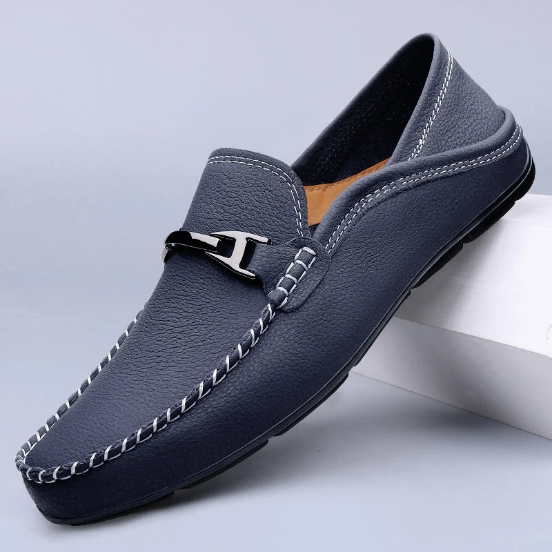 Lederloafer mit weichem, strukturiertem Design