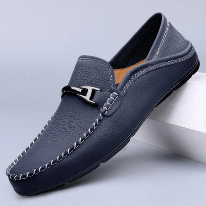 Lederloafer mit weichem, strukturiertem Design