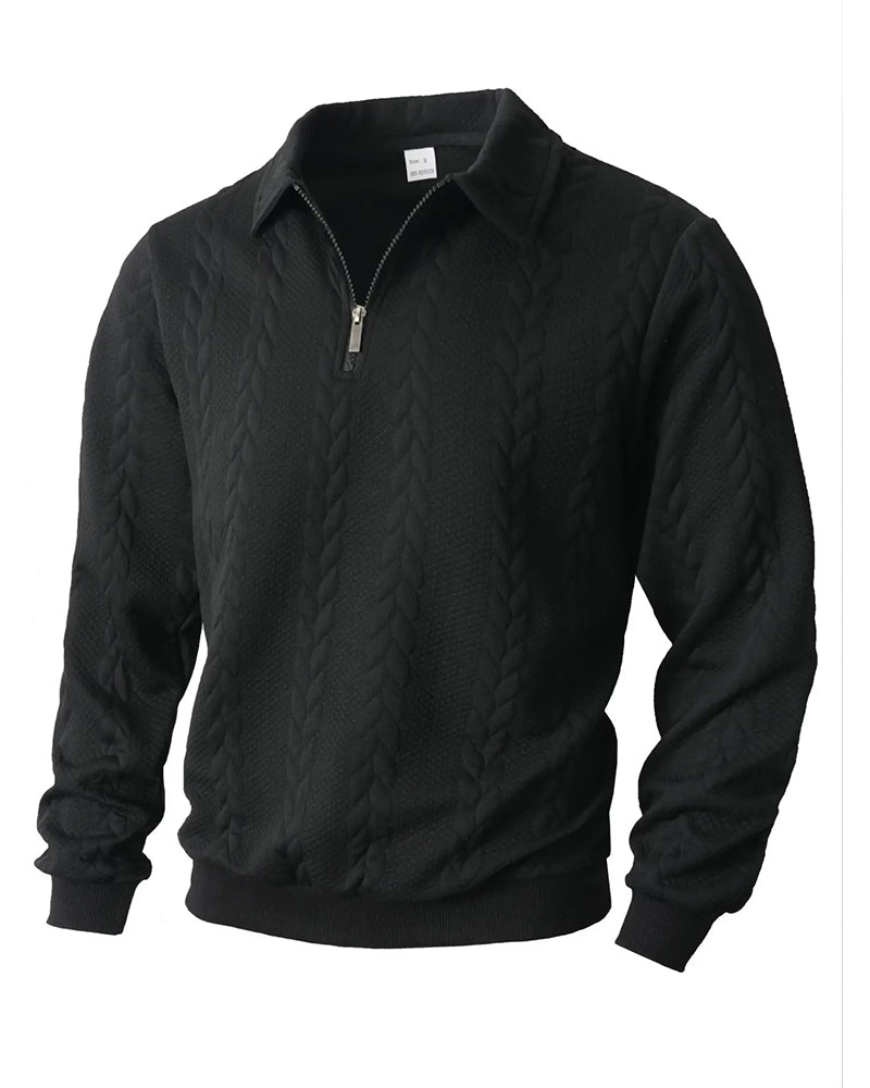 Seitliche Ansicht des Herren-Sweatshirts mit Halbzip