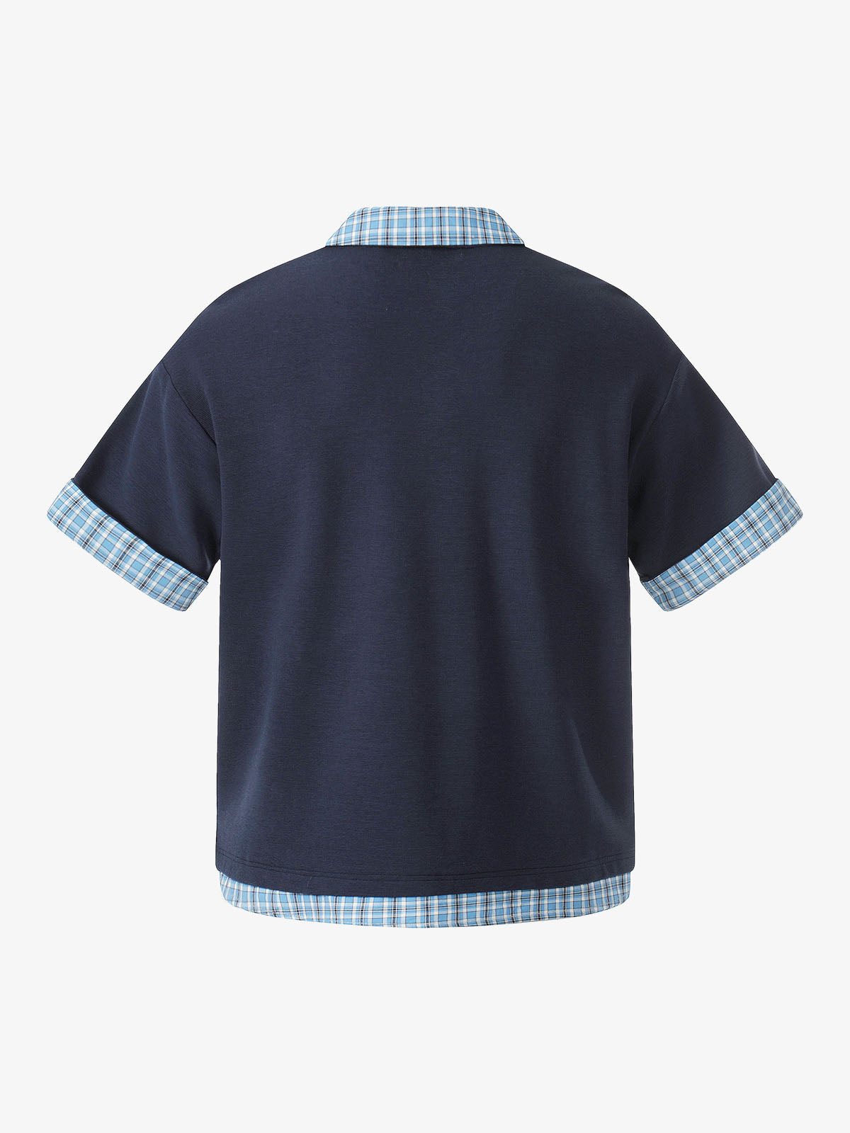 Baumwoll-Piqué-Poloshirt mit kariertem Kontrastkragen und -manschetten