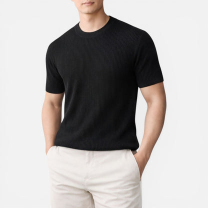 Herren Rippstrick Slim Fit Leichtes T-Shirt