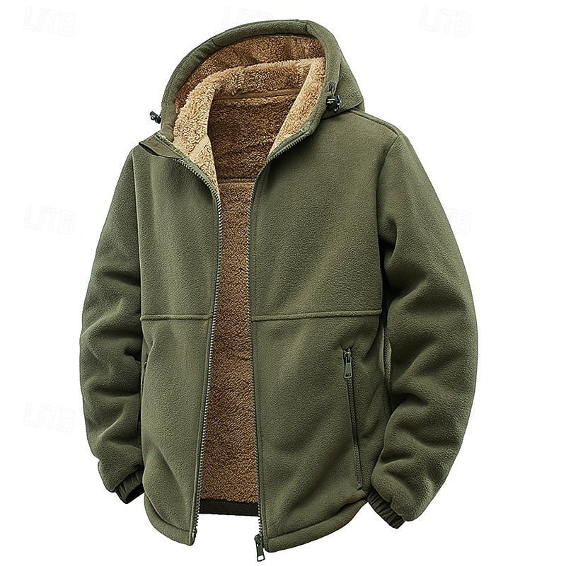 Herrenjacke mit funktionaler Kapuze und Reißverschluss