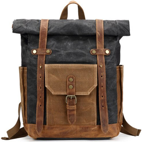 Tom Hollinger |  Wasserdichter Canvas Rucksack mit Rollverschluss im Vintage-Stil